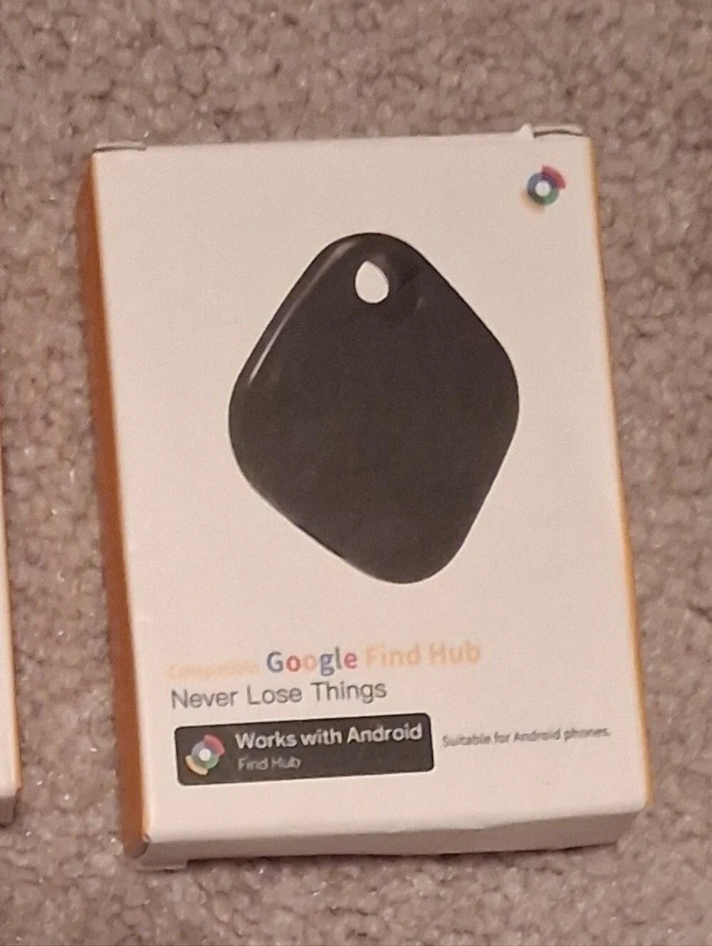 google Find Hub Tracker - Black Tag-style Bluetooth Locator
